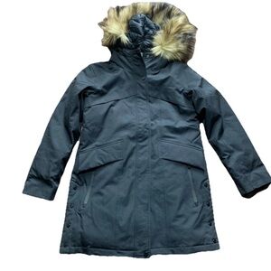 Martha Stewart Fur Trim Hooded Down Parka Jacket Black Sz S NWT